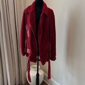 Boohoo Deep Red Teddy Jacket
